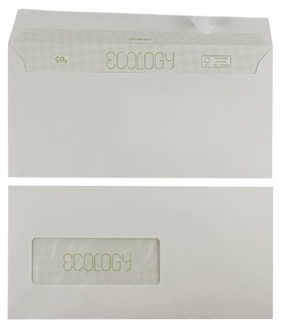 Vensterenveloppen ft 114 x 229 mm, met strip, met venster links, pak van 25 stuks