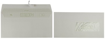 Vensterenveloppen ft 114 x 229 mm, met strip, met venster rechts, pak van 25 stuks