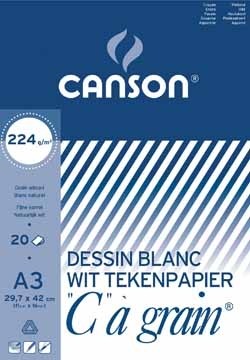 Canson wit tekenpapier C Ã  grainÂ® 224 g/mÂ², ft 29,7 x 42 cm (A3)