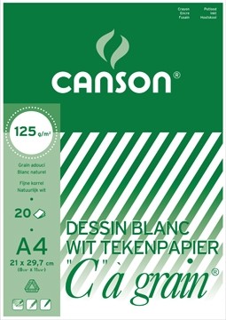 Canson wit tekenpapier C Ã  grainÂ® 125 g/mÂ², ft 21 x 29,7 cm (A4)