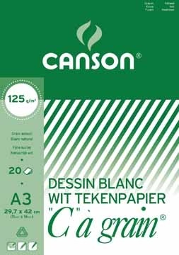 Canson wit tekenpapier C Ã  grainÂ® 125 g/mÂ², ft 29,7 x 42 cm (A3)
