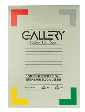 Gallery tekenblok 200 g/mÂ², Steinbach gekorreld, 20 blad, ft 21 x 29,7 cm (A4)