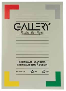Gallery tekenblok 250 g/mÂ², Steinbach gekorreld, 20 blad, ft 21 x 29,7 cm (A4)