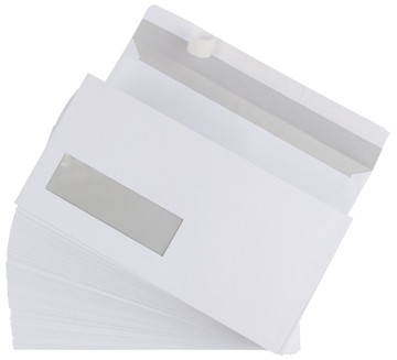 Enveloppen Gallery ft 110 x 220 mm (DL) strip, met venster links (ft 30 x 100 mm) (dispenserdoos)