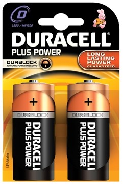 Duracell batterijen Plus Power D, LR20, 1,5V, 2 stuks