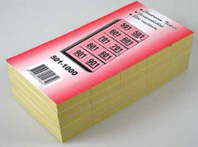 Garderobeblokjes nummers van 501 t.e.m. 1.000, GEEL