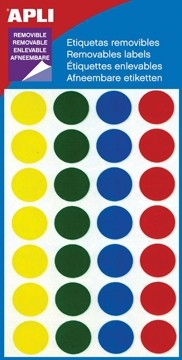 Apli verwijderbare etiketten cirkels 15 mm, 112 stuks