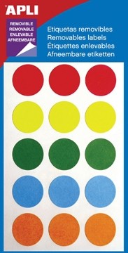 Apli verwijderbare etiketten cirkels 19 mm, 60 stuks