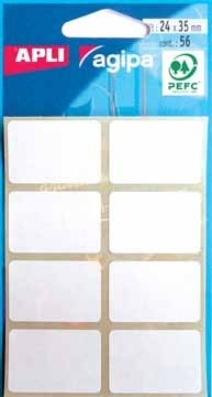 Agipa witte etiketten in etui ft 24 x 35 mm, 56 stuks, 8 per blad