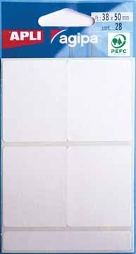 Agipa witte etiketten in etui ft 38 x 50 mm, 28 stuks, 4 per blad