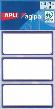 Agipa schooletiketten ft 75 x 34 mm, 24 etiketten per etui, blauwe rand