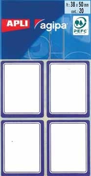 Agipa schooletiketten ft 38 x 50 mm, 32 etiketten per etui, blauwe rand