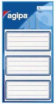 Agipa schooletiketten ft 75 x 34 mm, 24 etiketten per etui, blauwe rand, gelijnd