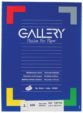 Gallery witte etiketten ft 210 x 148,5 mm, rechte hoeken, 2 per blad