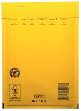 Luchtkussenenveloppen 180x265 mm, doos van 100 stuks, geel