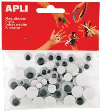 Apli bewegende ogen rond zwart 100 stuks