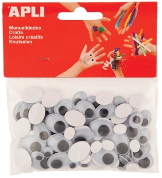 Apli bewegende ogen ovaal zwart 100 stuks