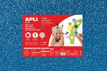 ApliKids schuimrubber glitter blauw 400 x 600 x 2 mm, 3 vellen