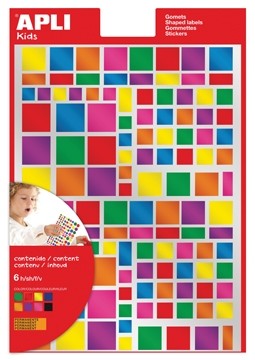 Apli Stickers vierkanten, 624 stuks