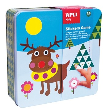 Apli Kids stickerspel rendier metalen doos met 14 stickervellen