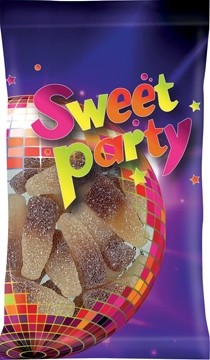 Sweet Party zure cola flesjes in een zakje van 100 g