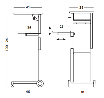 Projectorwagen Masterstand, zwart, 2 bladen grijs