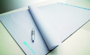 Flip-over Papier, Plano 65x100cm , 2x50vel 2zijdig blanco/geruit