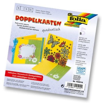 Folia Wenskaarten ft 13,5 x 13,5 cm, geel