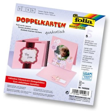Folia Wenskaarten ft 13,5 x 13,5 cm, roze