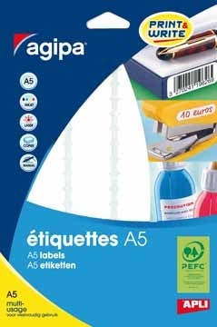 Agipa witte etiketten Print & Write ft 56 x 34 mm, 192 stuks, 12 per blad
