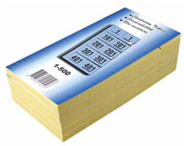 Garderobeblokjes nummers van 1 t.e.m. 500, GEEL