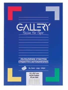 Gallery witte etiketten ft 52,5 x 29,7 mm, rechte hoeken, 40 per blad
