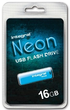 Integral USB Stick Neon capaciteit: 16 GB, blauw
