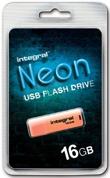 Integral USB Stick Neon capaciteit: 16 GB, oranje