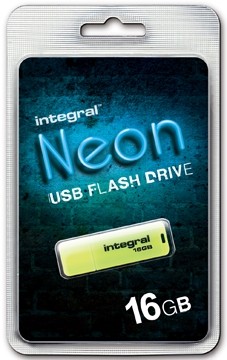 Integral Neon USB stick 2.0, 16 GB, geel