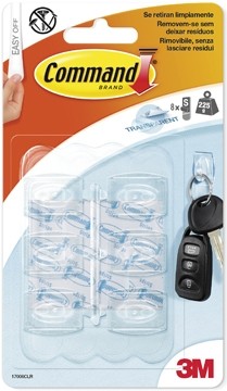Command 6 kleine transparante haakjes + 8 transparante strips