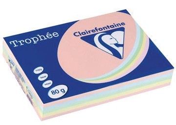 Clairefontaine Trophée Pastel A4, geassorteerde kleuren, 80 g, 5x100 vel