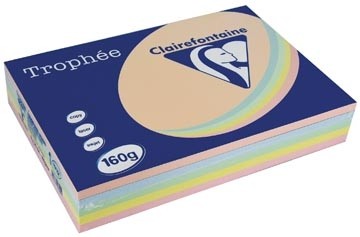 Clairefontaine Trophée Pastel A4, geassorteerde kleuren, 160 g, 5x50 vel