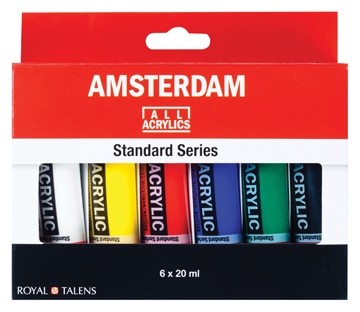 Talens Acrylverf Amsterdam 6 tubes van 20 ml in geassorteerde kleuren
