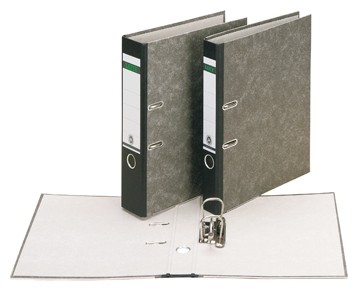 Leitz ordner, ft folio, rug 80mm, karton, gewolkt zwart