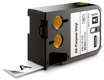 Dymo XTL tapes ft 24 mm, zwart op wit, vinyl