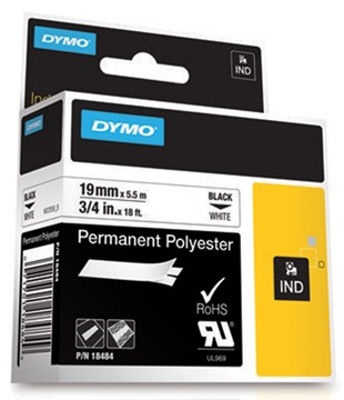 Dymo tapes RhinoPRO Perm Polyester Wit 19mm x 5.5M