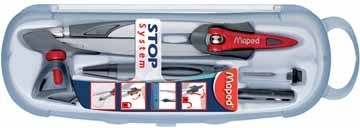 Maped passer Stop System 5-delige passerdoos: 1 passer Stop System, 1 universeel inzetstuk, 1 mineslij...