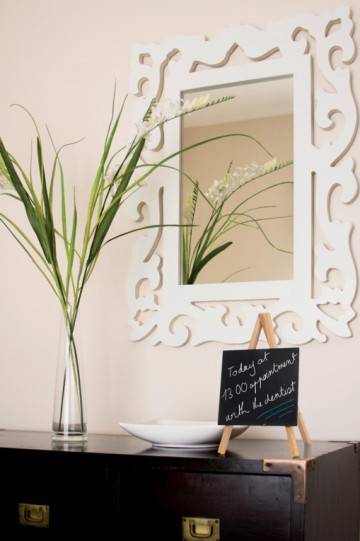 Securit tafelkrijtbord mini driepoot teak