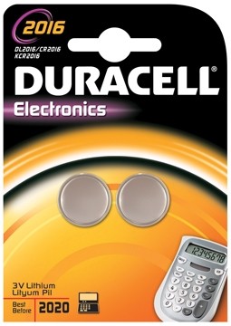Duracell knopcellen Alkaline Electronics CR2016, 2 stuks