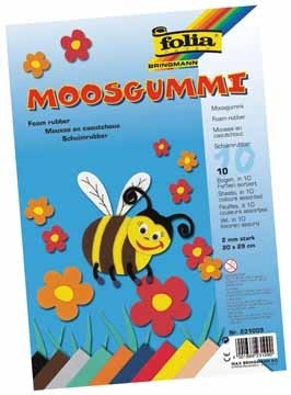 Folia mosgummi pak van 10 blad in 10 geassorteerde kleuren