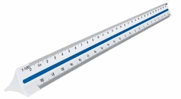 Maped driekantige schaalLiniaal Meetlat oranje: schaalverdeling 1:20, 1:25, 1:50, 1:75, 1:100, 1:125