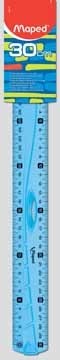 Maped decimeterLiniaal Meetlat Geometric driedubbele decimeter, 30 cm, geassorteerde kleuren (groen, blauw en roze)
