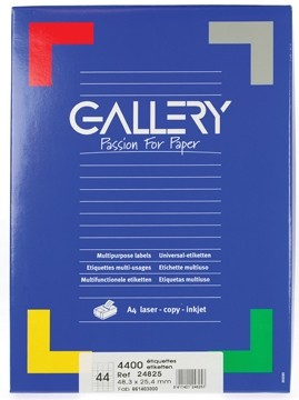 Gallery witte etiketten ft 48,3 x 25,4 mm, ronde hoeken, 44 per blad