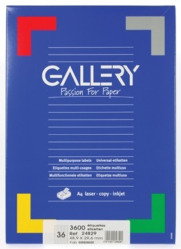 Gallery witte etiketten ft 48,9 x 29,6 mm, rechte hoeken, 36 per blad